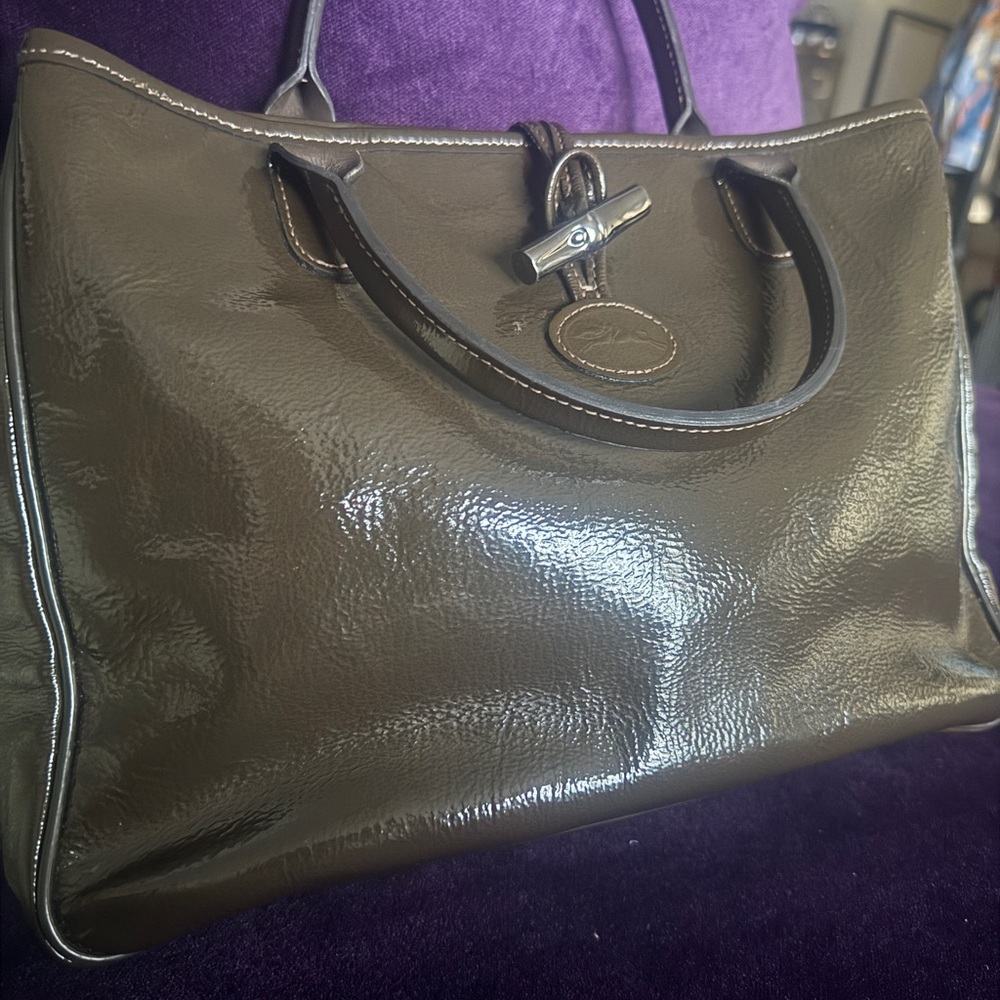 Longchamp Shiny Brown Tote Bag